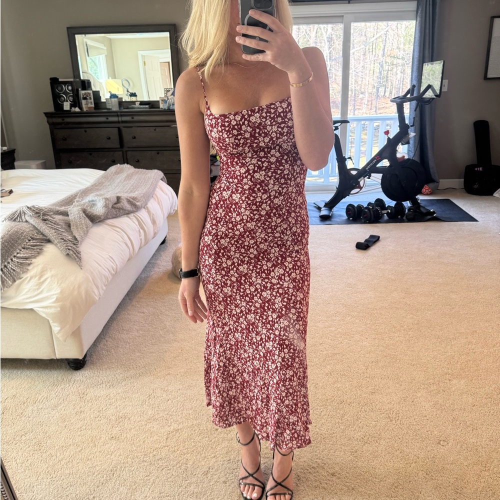 Reformation Liya Dress Red Spaghetti Strap Maxi - Picture 2 of 4